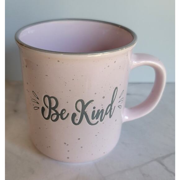 Unbranded Other - Cottagecore Pink and Grey Speckled BE KIND Ceramic Coffee or Tea Mug 14 oz